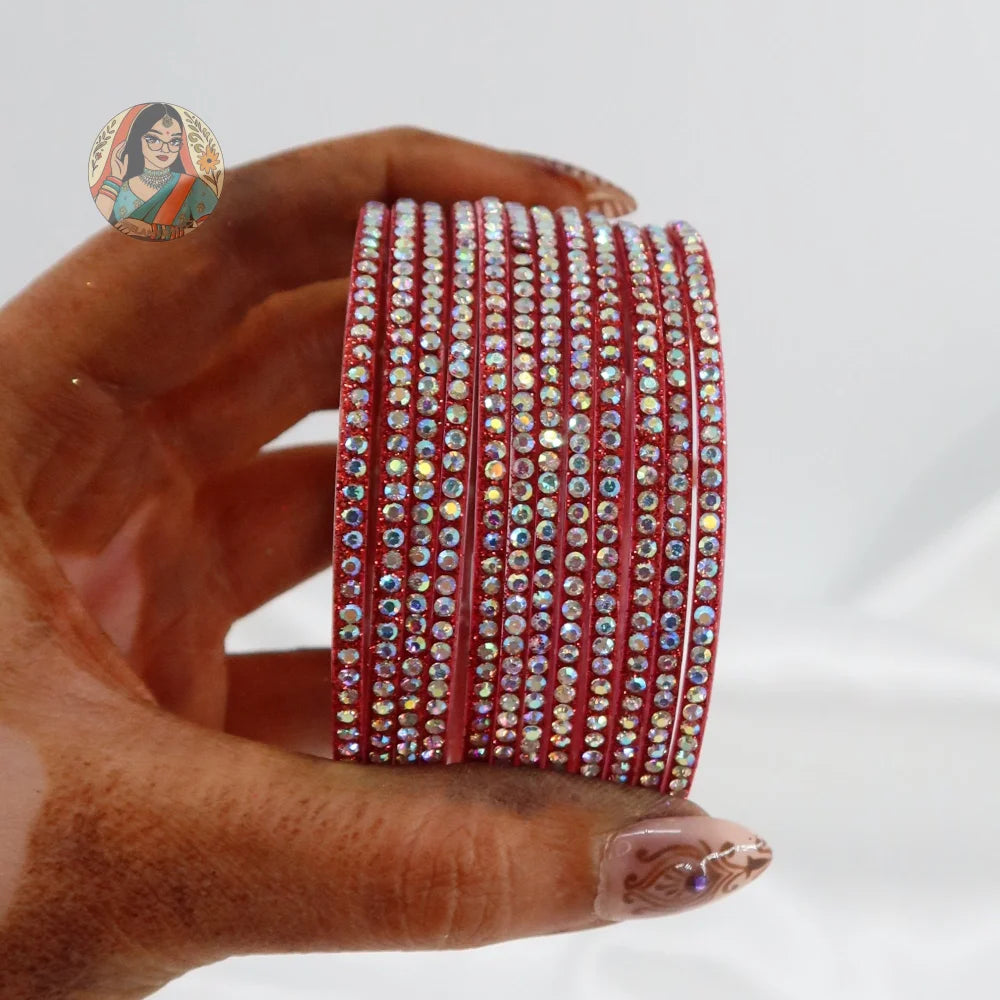 ’Red’ Bebo Glitter Glass Bangle Set