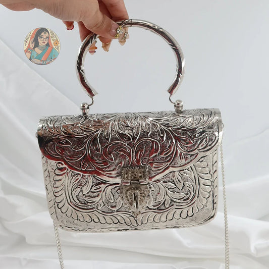 Rhea - Silver Metal Handbag