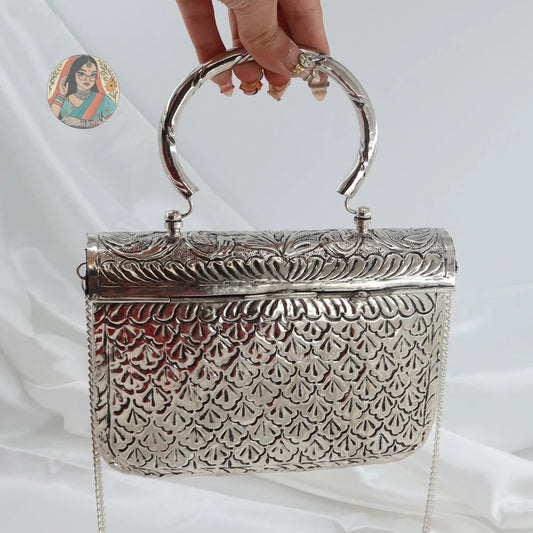 Rhea - Silver Metal Handbag