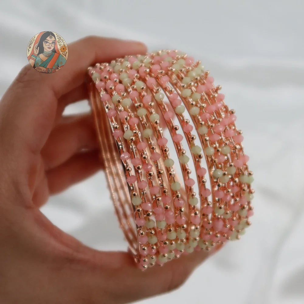 Rida Mint/Baby Pink Bead Bangles