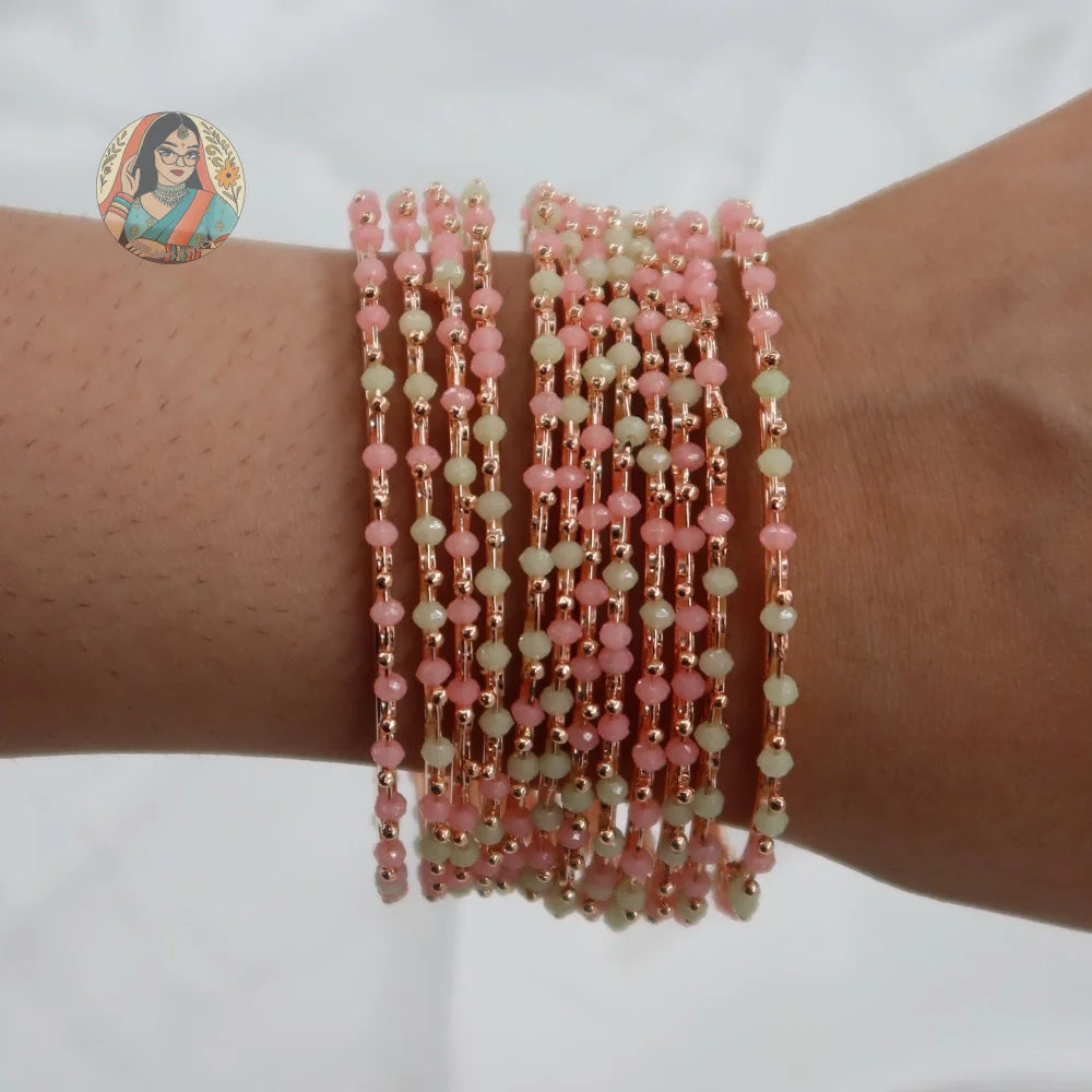 Rida Mint/Baby Pink Bead Bangles