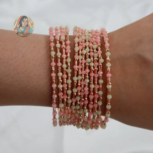 Rida Mint/Baby Pink Bead Bangles