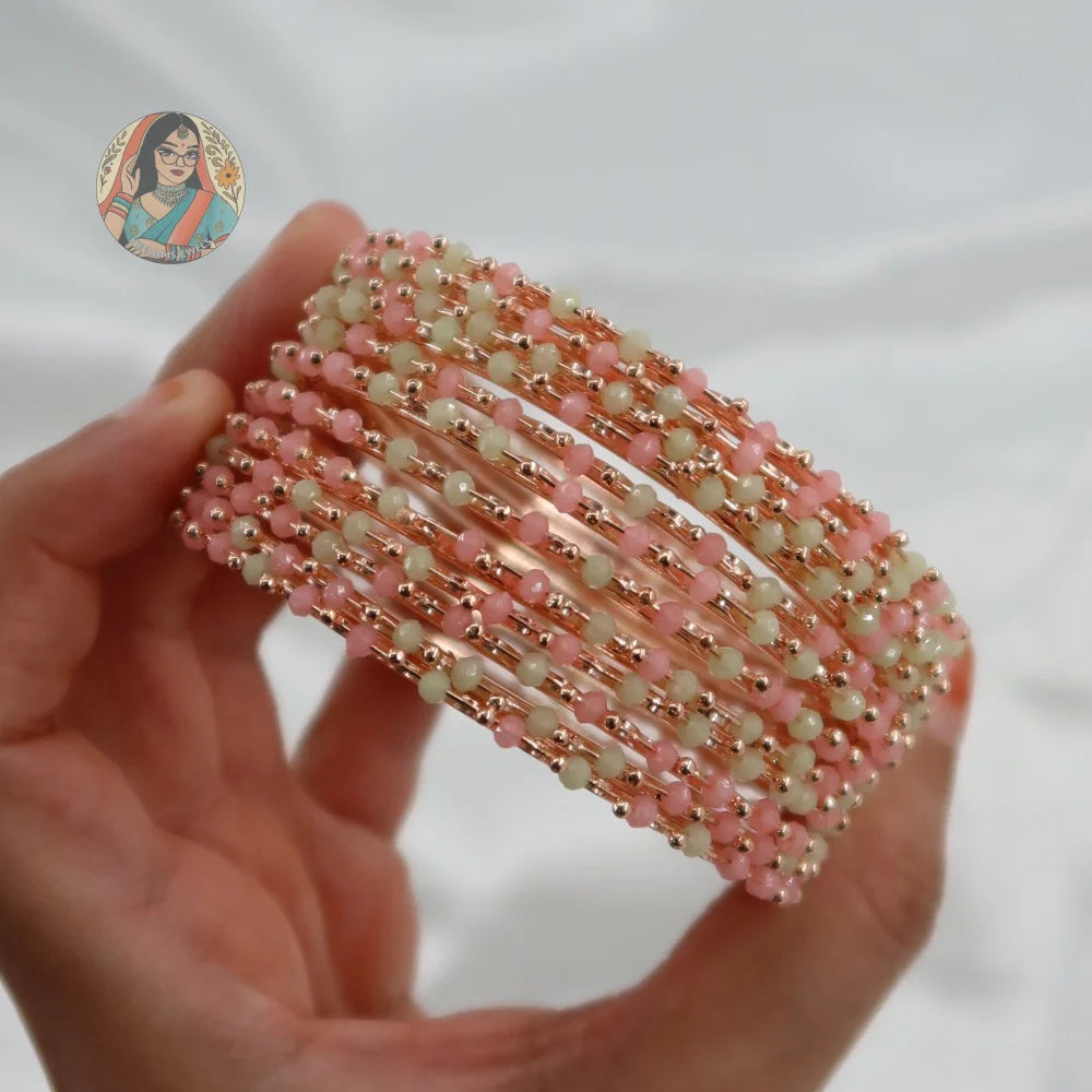 Rida Mint/Baby Pink Bead Bangles