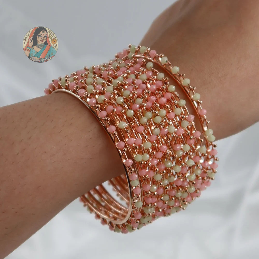 Rida Mint/Baby Pink Bead Bangles