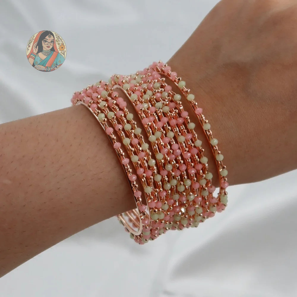 Rida Mint/Baby Pink Bead Bangles