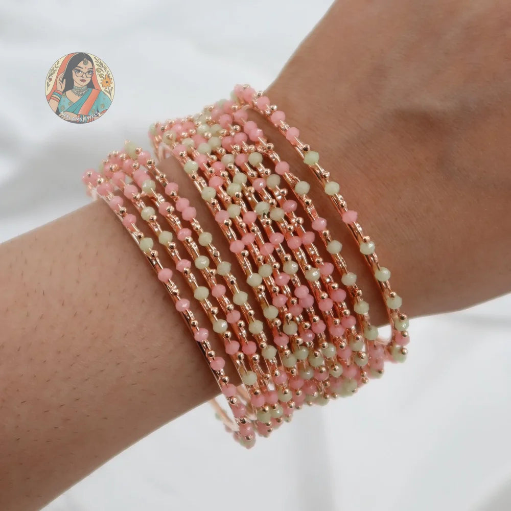 Rida Mint/Baby Pink Bead Bangles