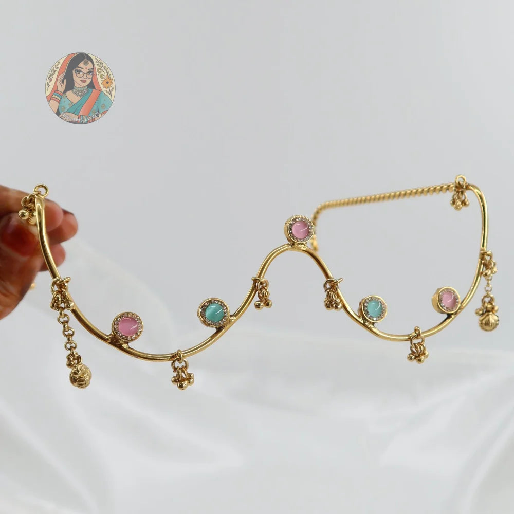 Ridhi Gold Facelet - Mint/Baby Pink