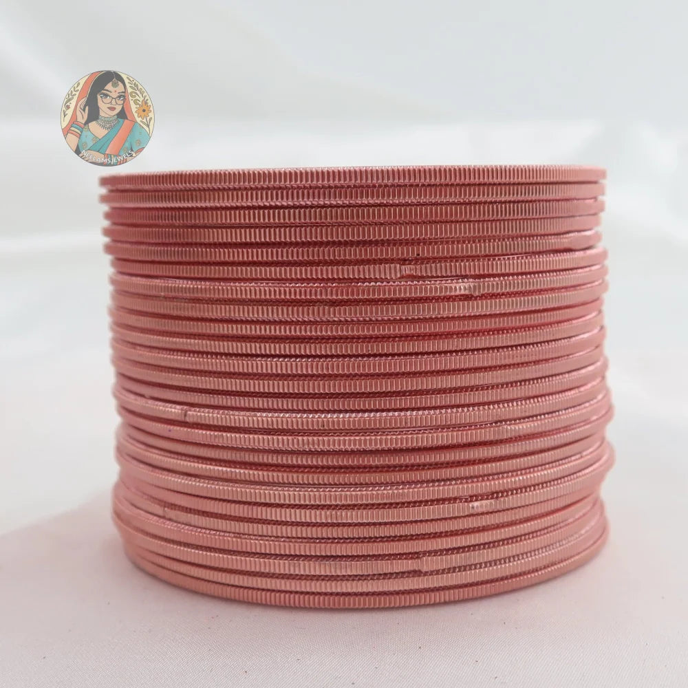 ’Rose Pink’ Shiny Plain Bangle Set