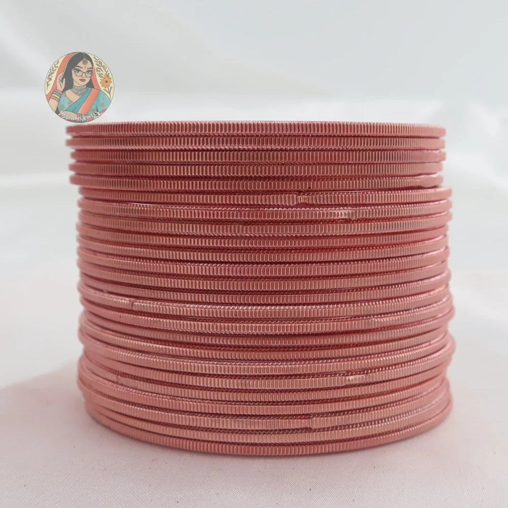 ’Rose Pink’ Shiny Plain Bangle Set