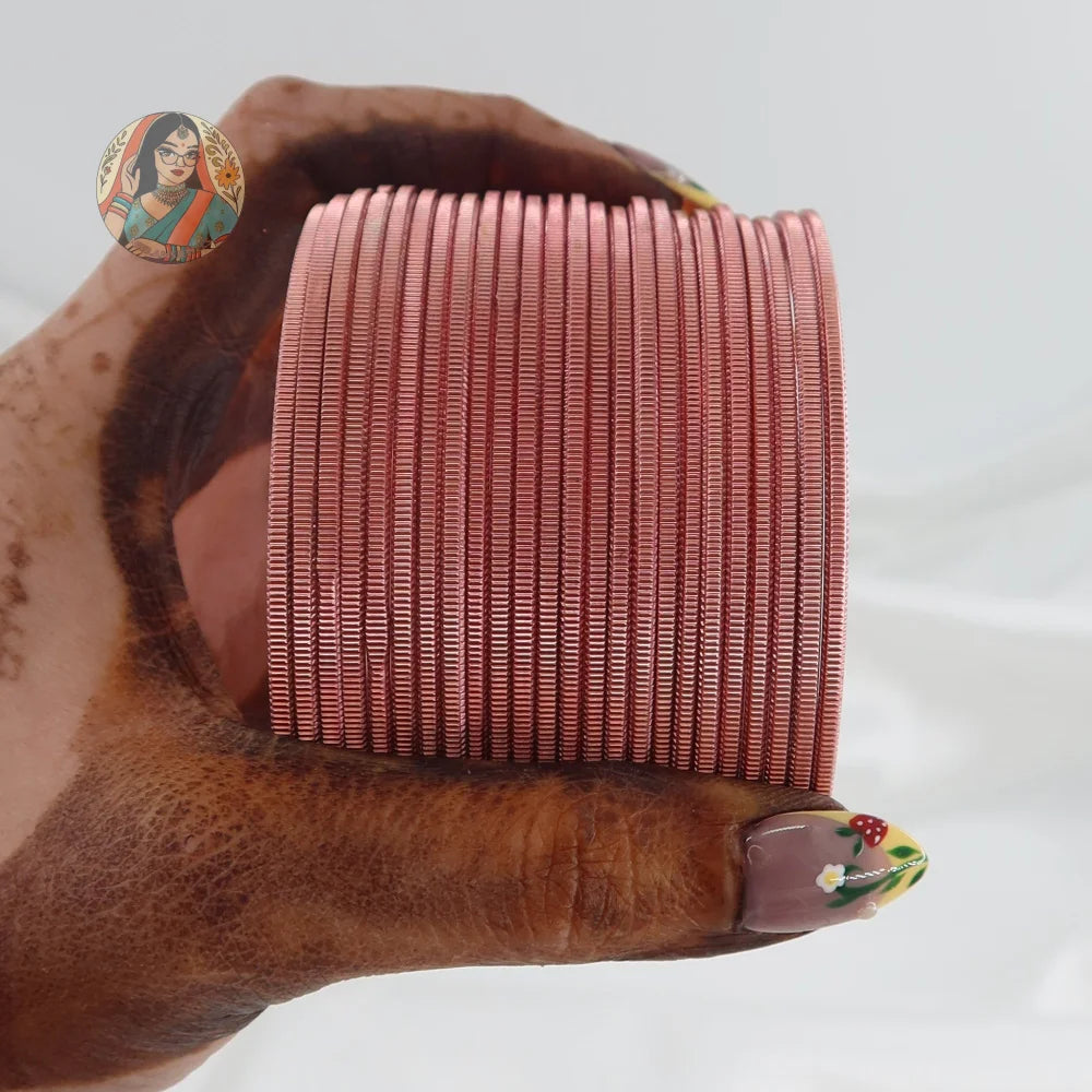 ’Rose Pink’ Shiny Plain Bangle Set