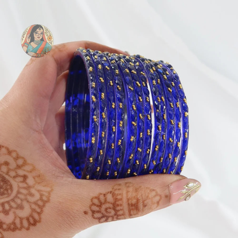’Royal Blue’ Crystal Cut Glass Bangle Set