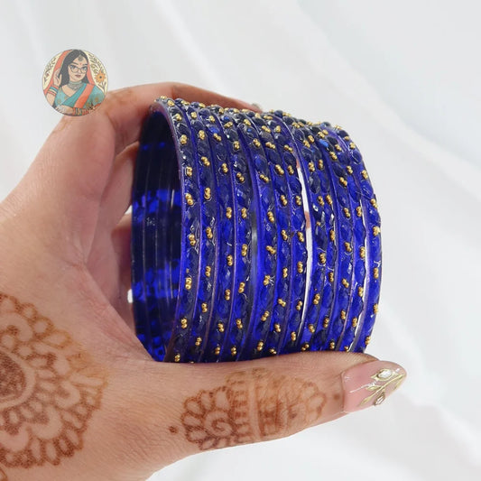 ’Royal Blue’ Crystal Cut Glass Bangle Set