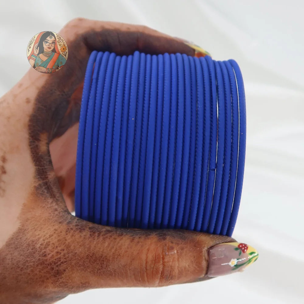 ’Royal Blue’ Plain Matte Bangle Set