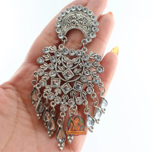 Royal Mirror Chandbali Earrings