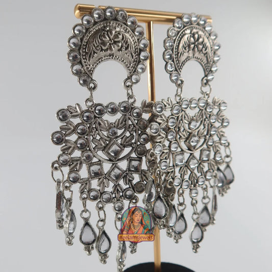 Royal Mirror Chandbali Earrings