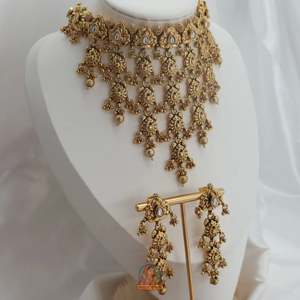 Saba Waterfall Necklace Set (Gold)