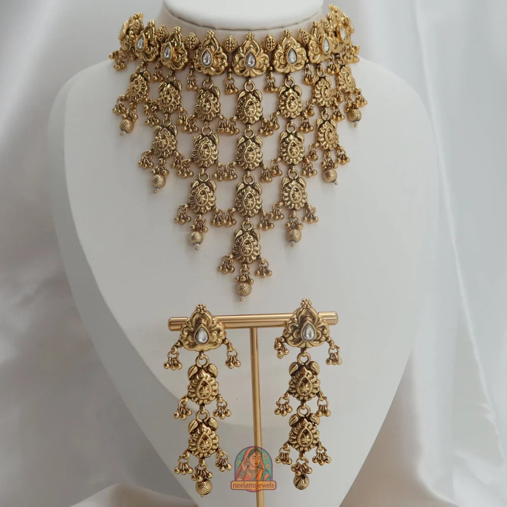 Saba Waterfall Necklace Set (Gold)