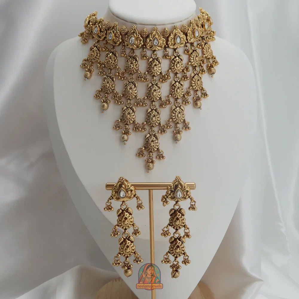 Saba Waterfall Necklace Set (Gold)