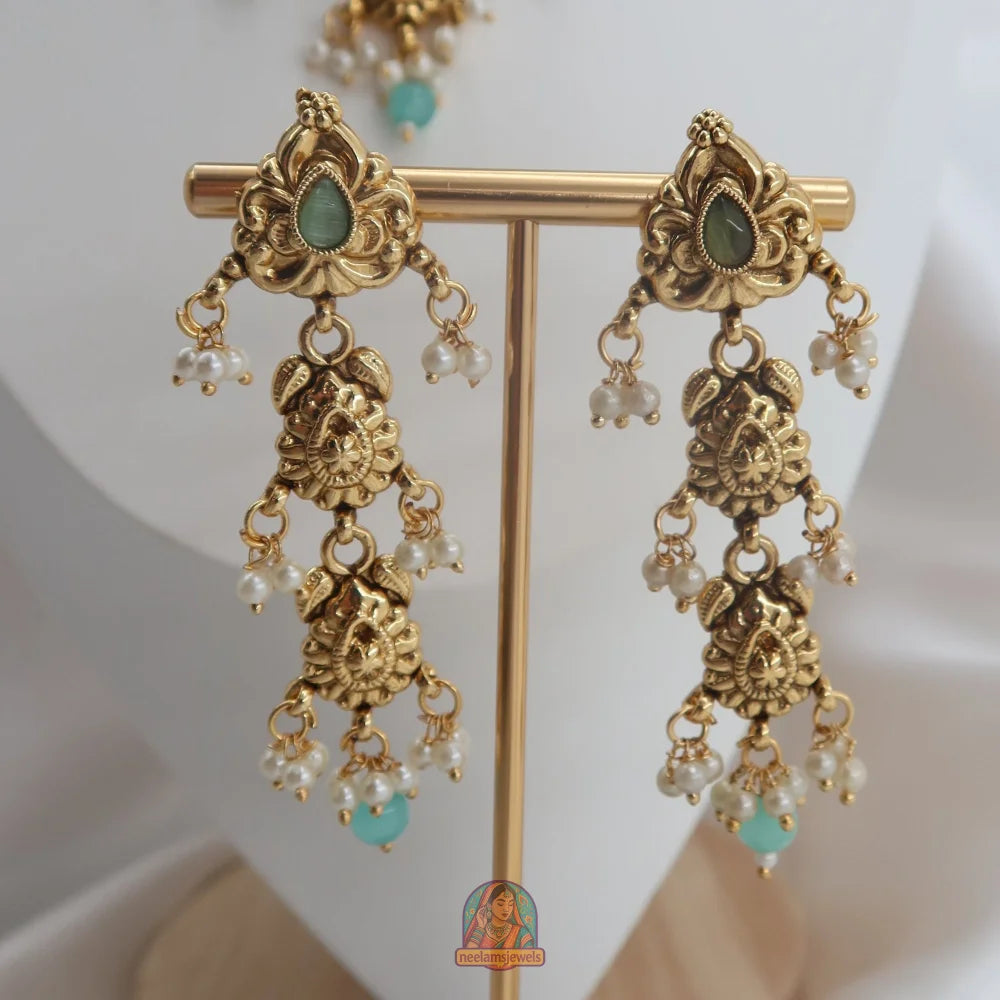 Saba Waterfall Necklace Set (Mint)