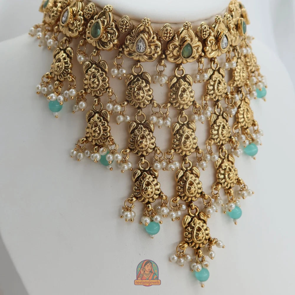 Saba Waterfall Necklace Set (Mint)