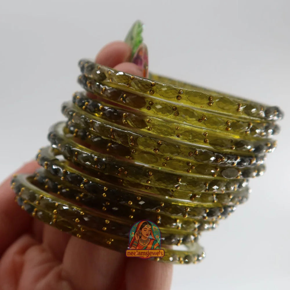 ’Sage Green’ Glass Bangle Set