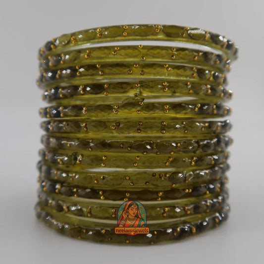 ’Sage Green’ Glass Bangle Set