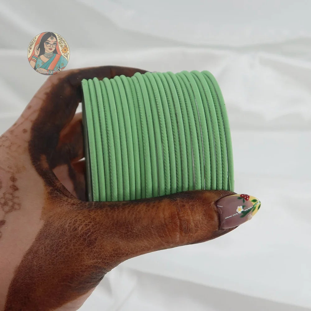 ’Sage Green’ Plain Matte Bangle Set