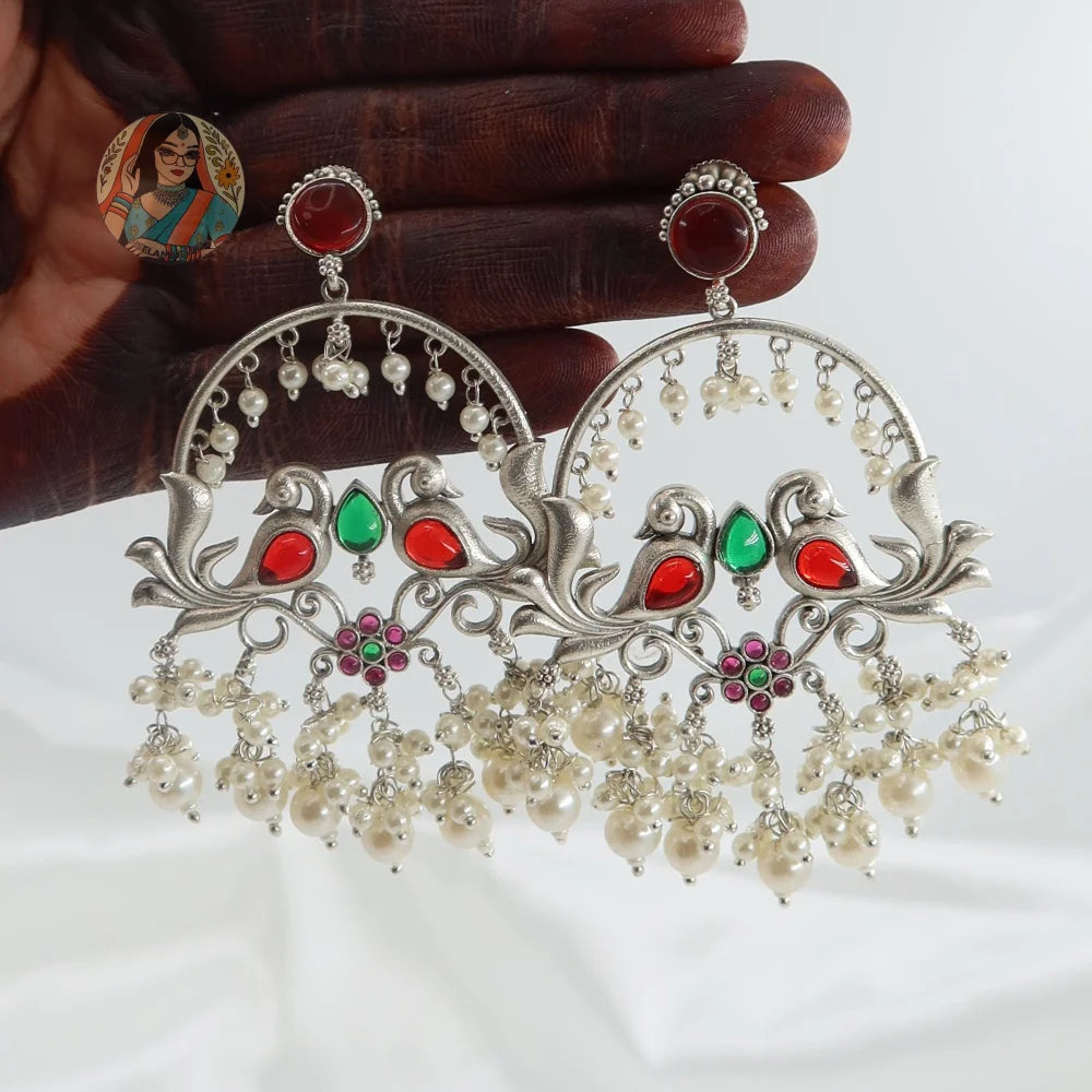 Sahasra Silver Pearl Earrings