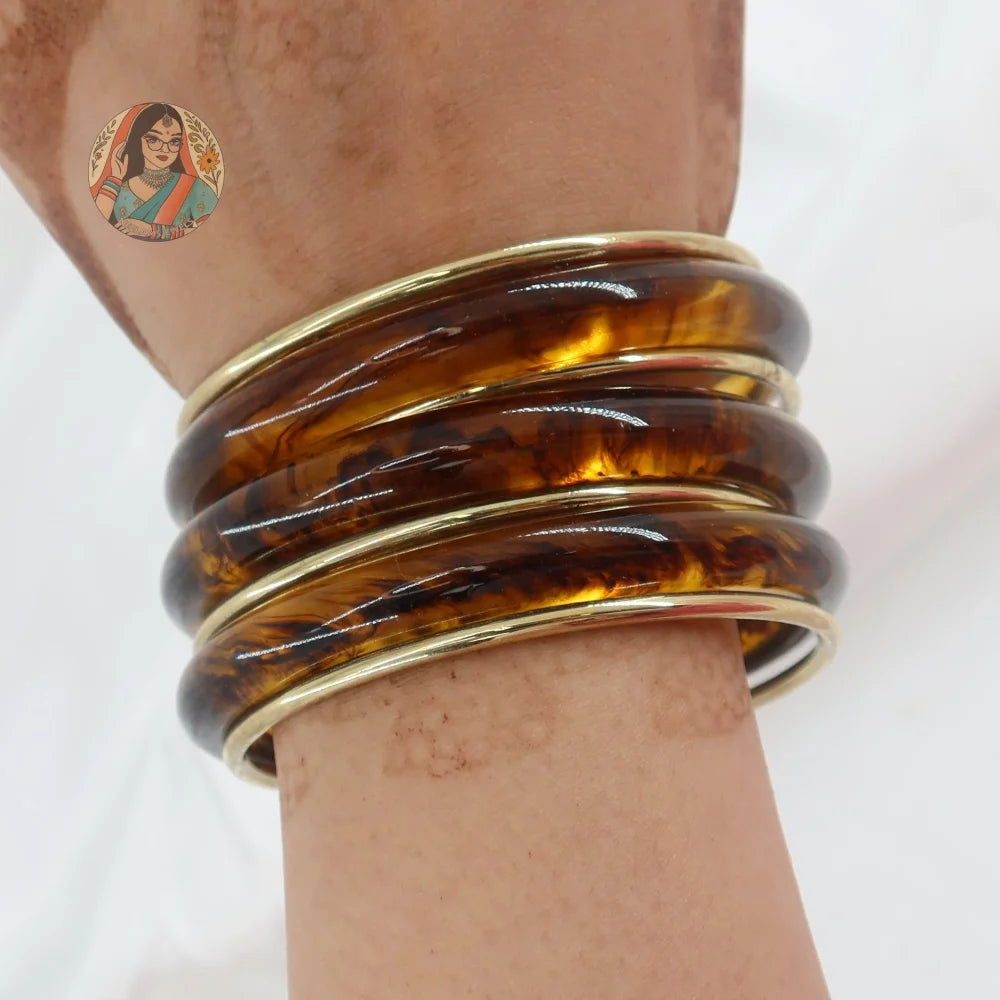 Saira Resin/Brass Bangle Stack