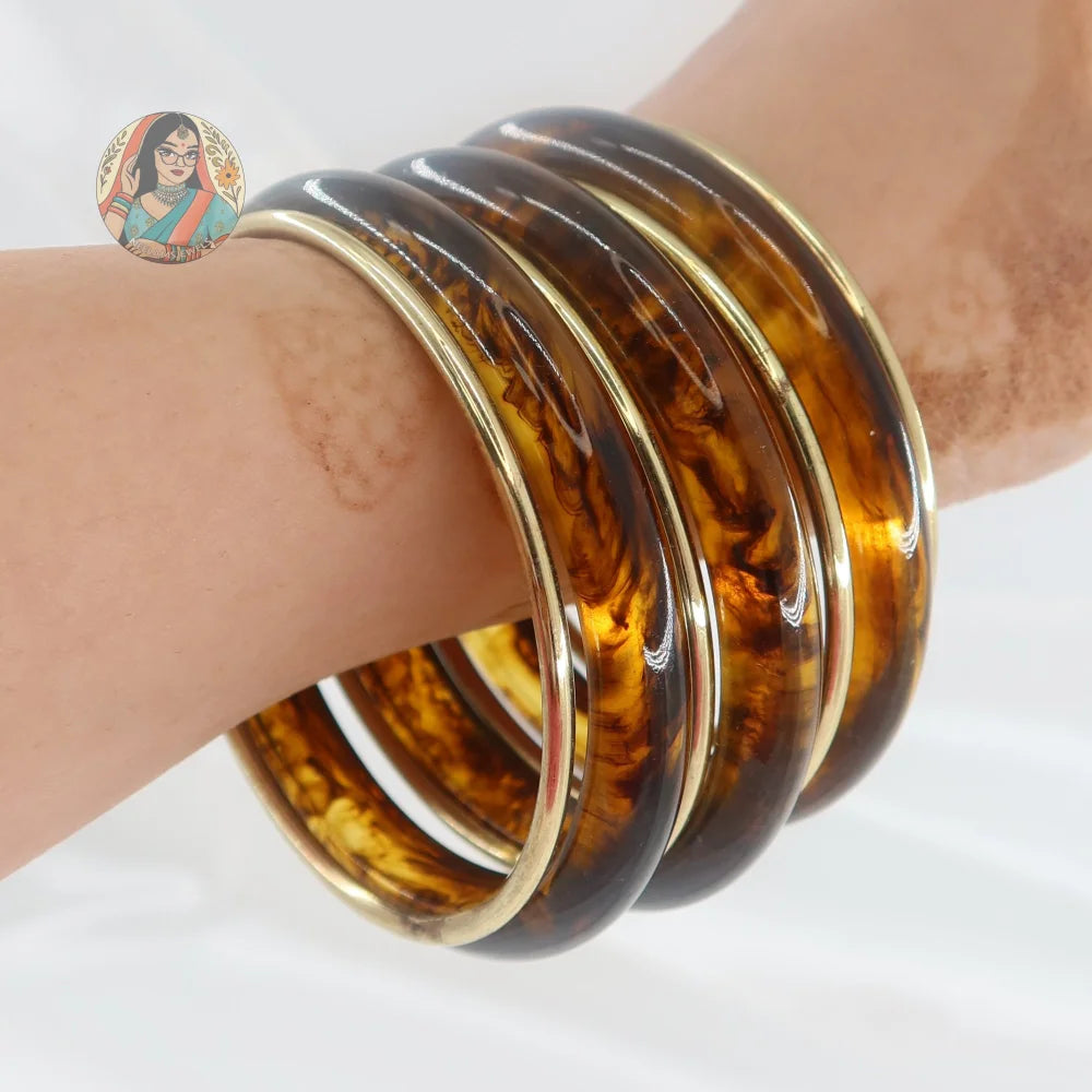 Saira Resin/Brass Bangle Stack