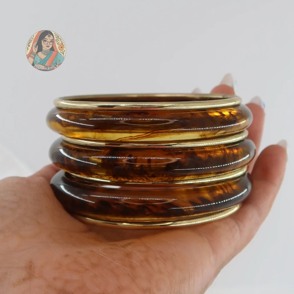 Saira Resin/Brass Bangle Stack
