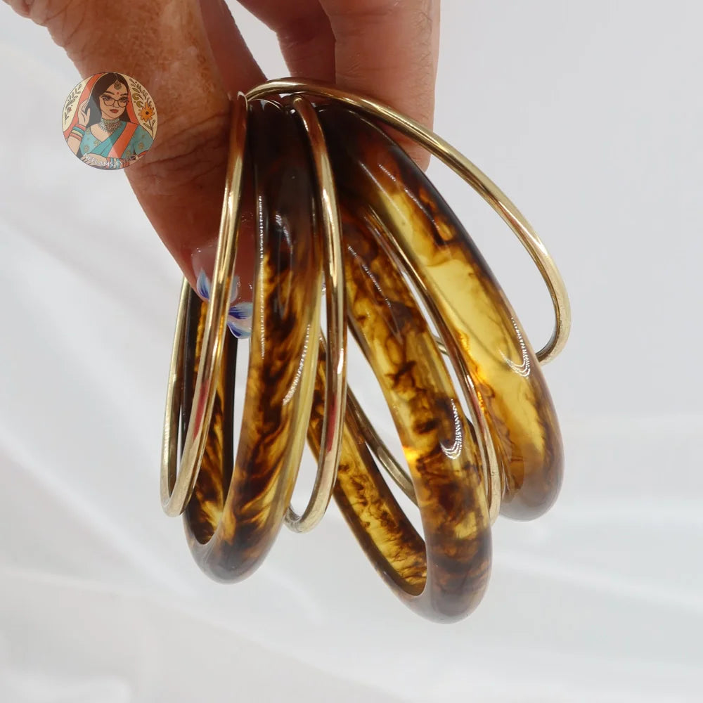 Saira Resin/Brass Bangle Stack