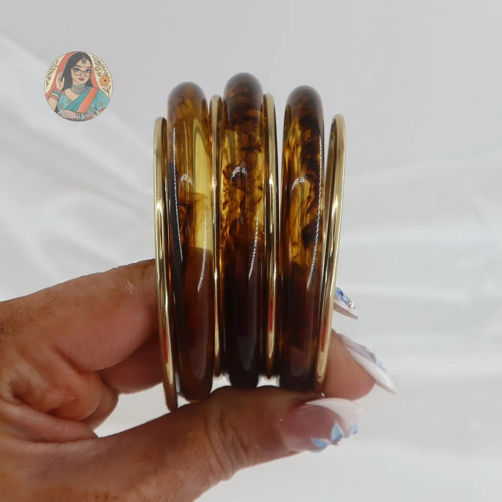 Saira Resin/Brass Bangle Stack