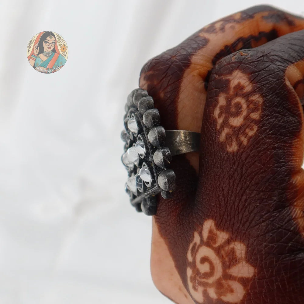 Sanam Oxidized Silver Ring