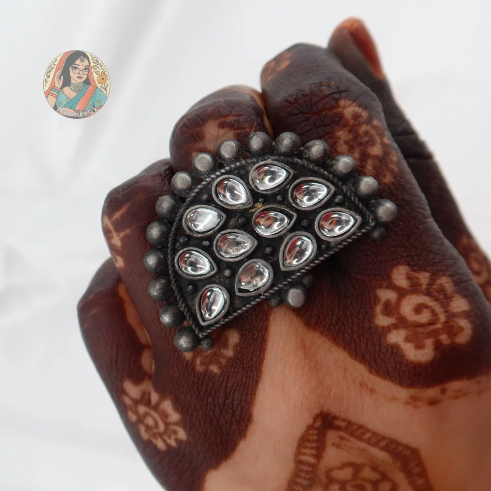 Sanam Oxidized Silver Ring