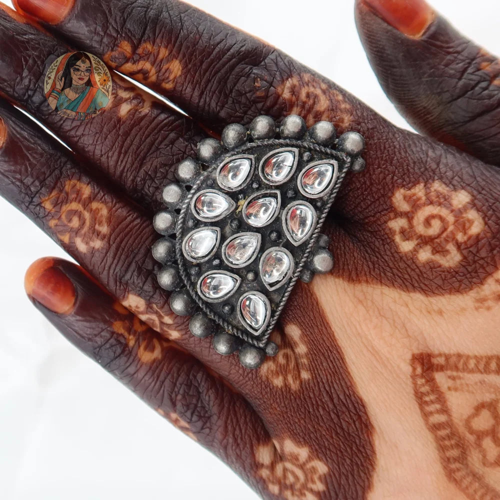 Sanam Oxidized Silver Ring