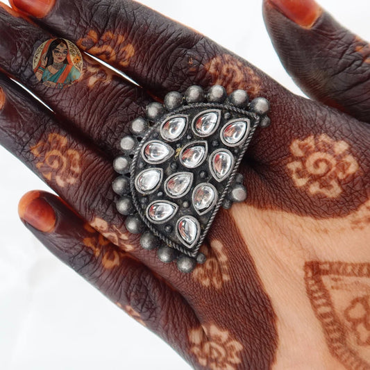 Sanam Oxidized Silver Ring