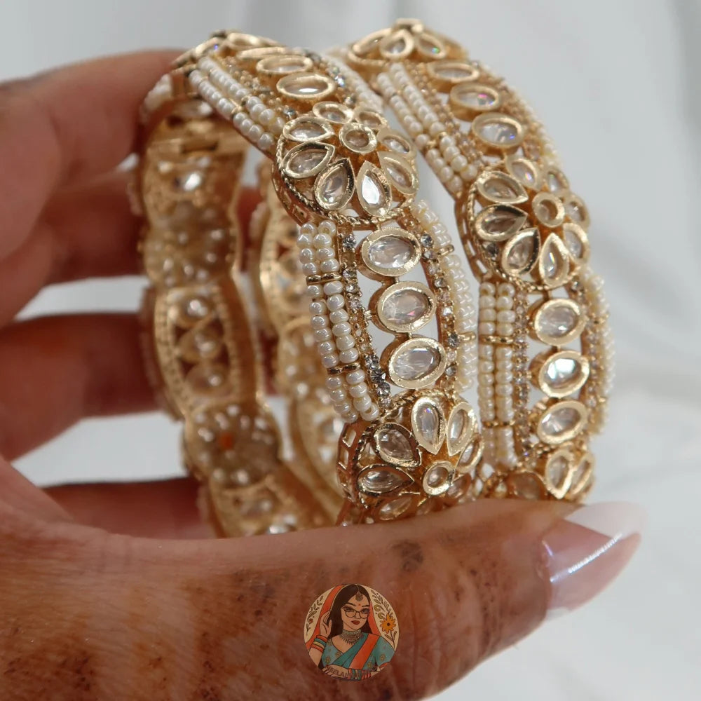 Sanjana Golden Pearl AD Bangle Set