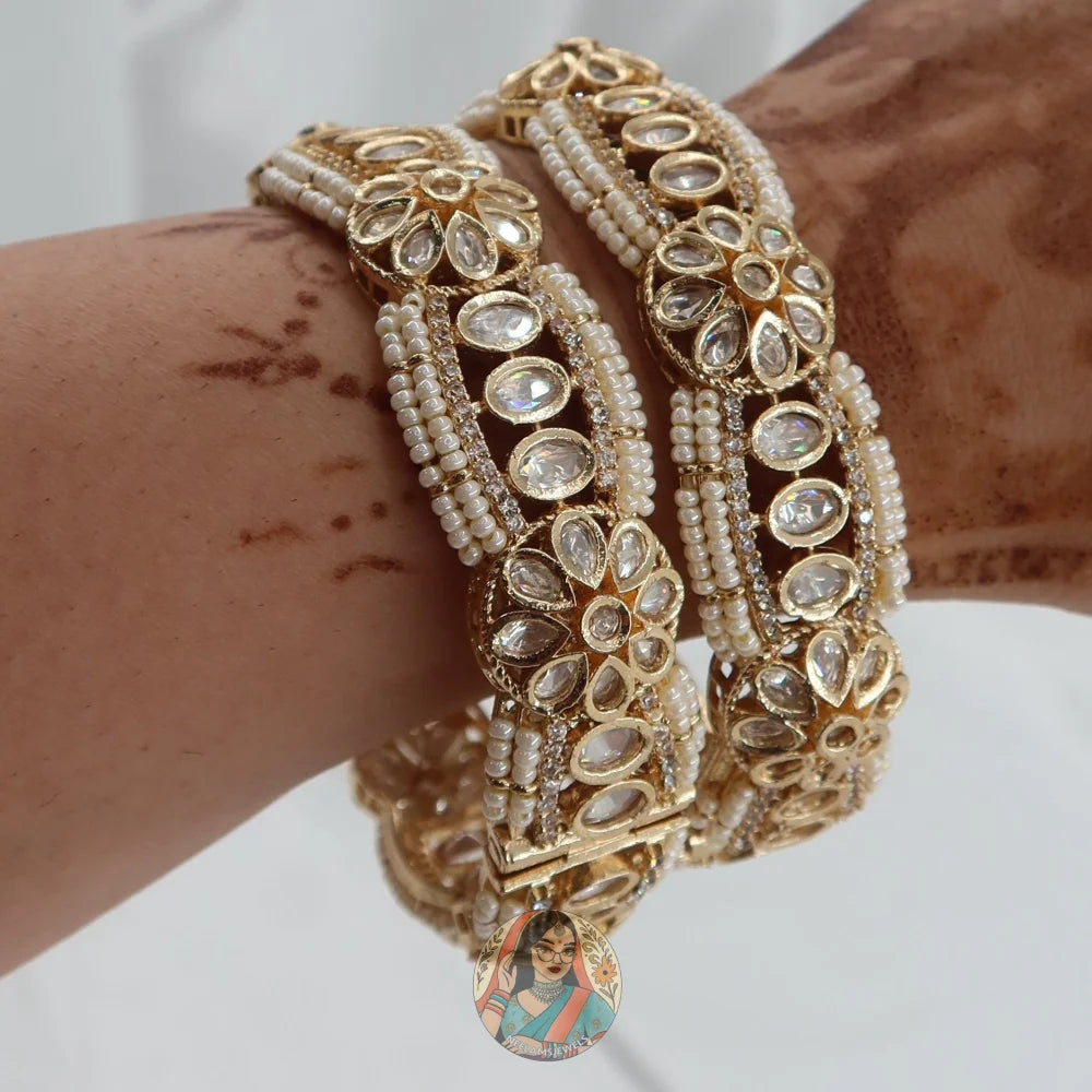 Sanjana Golden Pearl AD Bangle Set