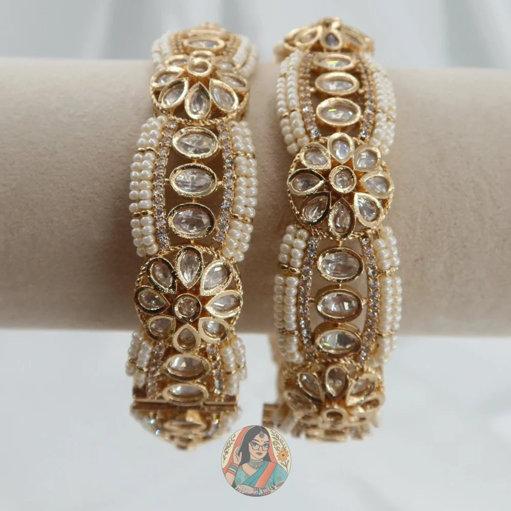Sanjana Golden Pearl AD Bangle Set