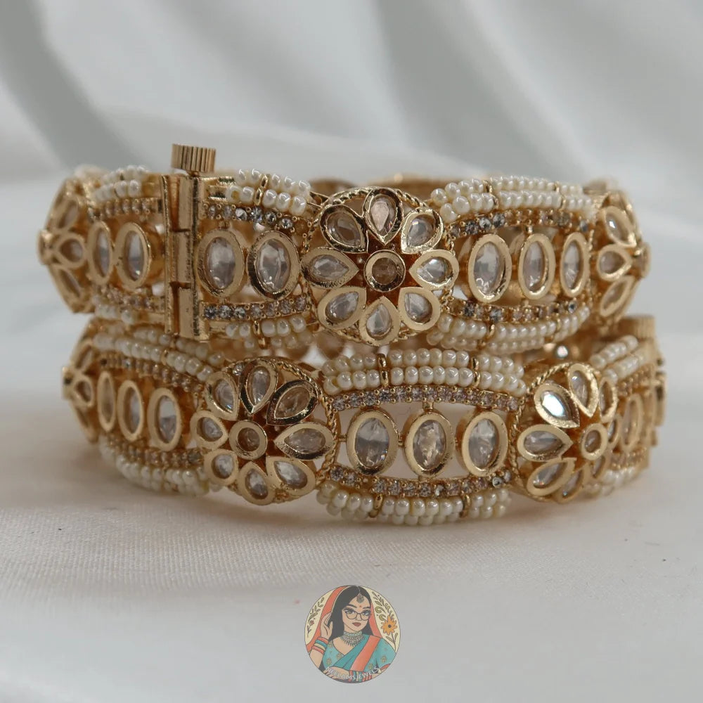 Sanjana Golden Pearl AD Bangle Set