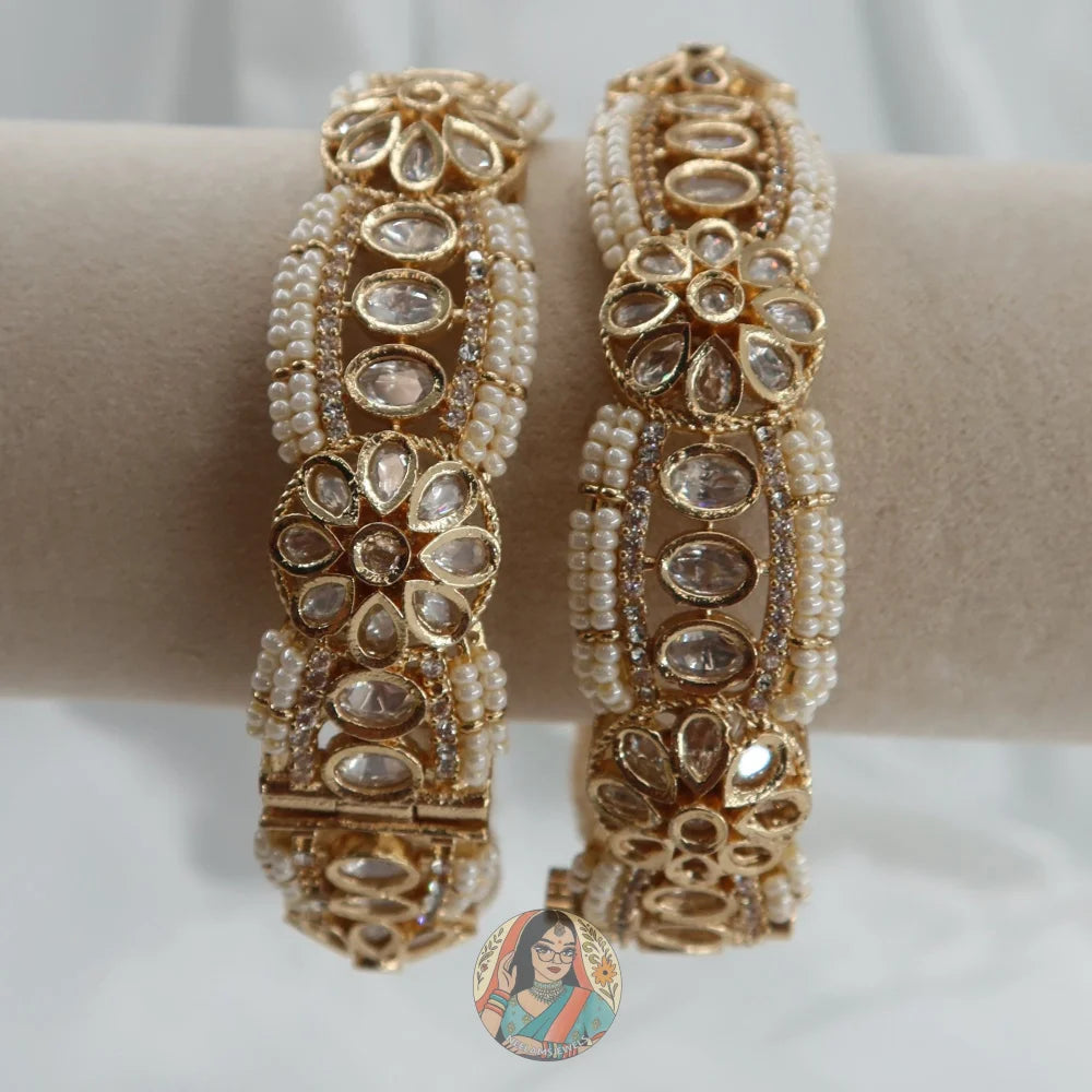 Sanjana Golden Pearl AD Bangle Set