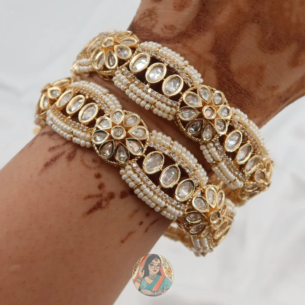 Sanjana Golden Pearl AD Bangle Set