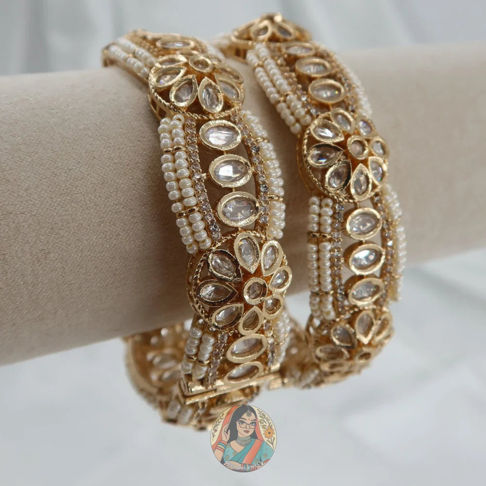 Sanjana Golden Pearl AD Bangle Set
