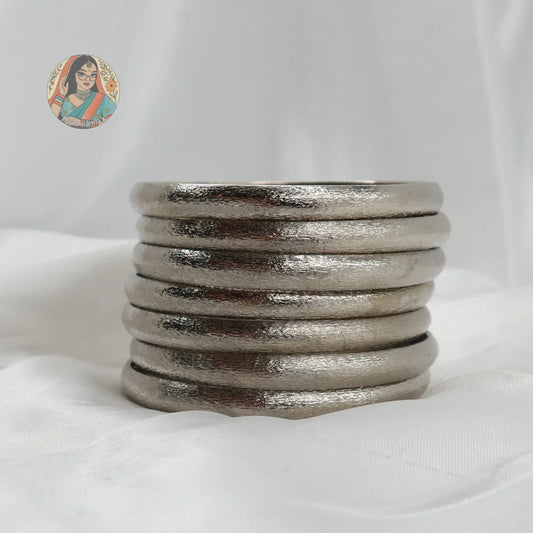 Sanjana Matte Bangle Stack (Silver)