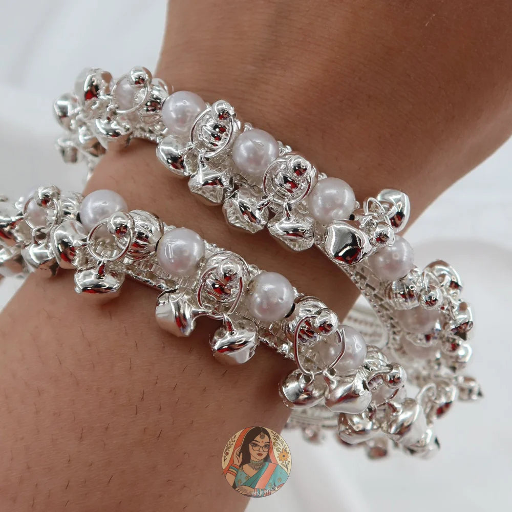 Sara Ghungroo Bangles (Silver)