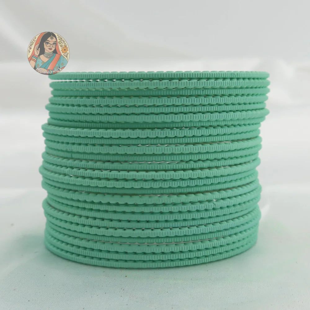 ’Sea Foam Green’ Matte Textured Ridged Bangle Set