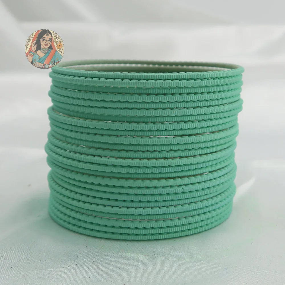 ’Sea Foam Green’ Matte Textured Ridged Bangle Set