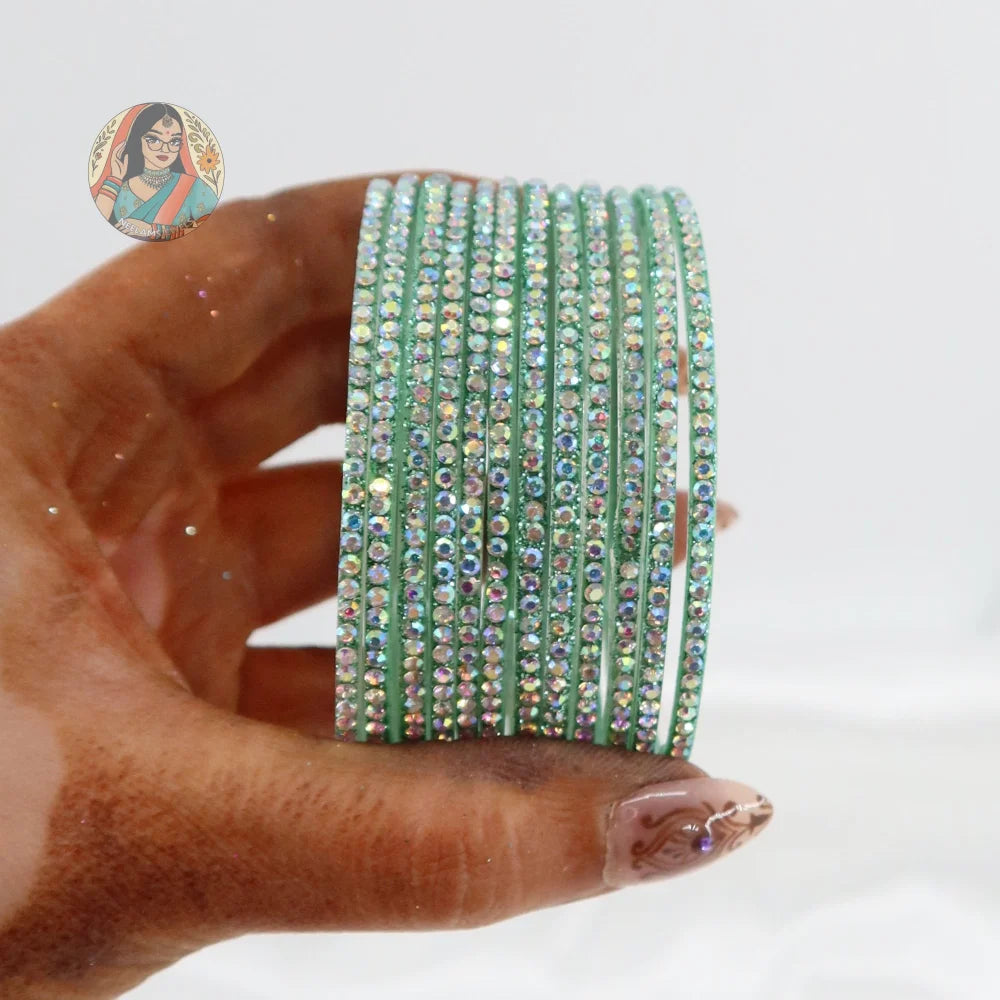 ’Seafoam’ Bebo Glitter Glass Bangle Set