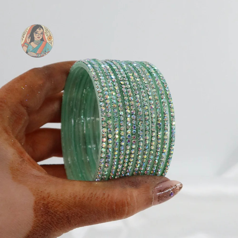 ’Seafoam’ Bebo Glitter Glass Bangle Set